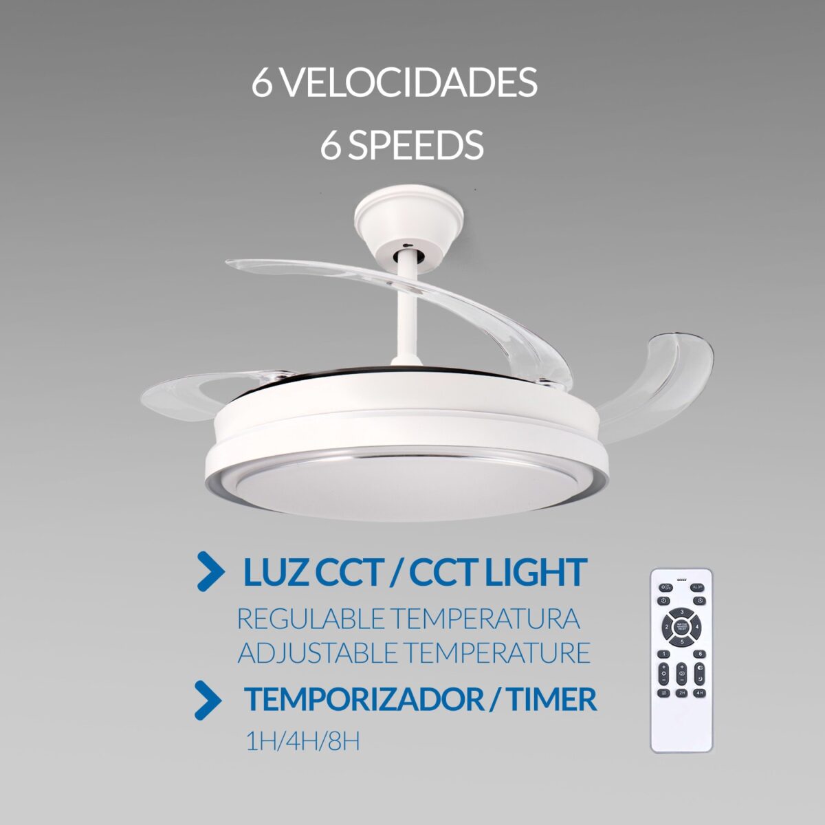Ventilatore Da Soffitto Led White Hood ø107 Cm - immagine 3