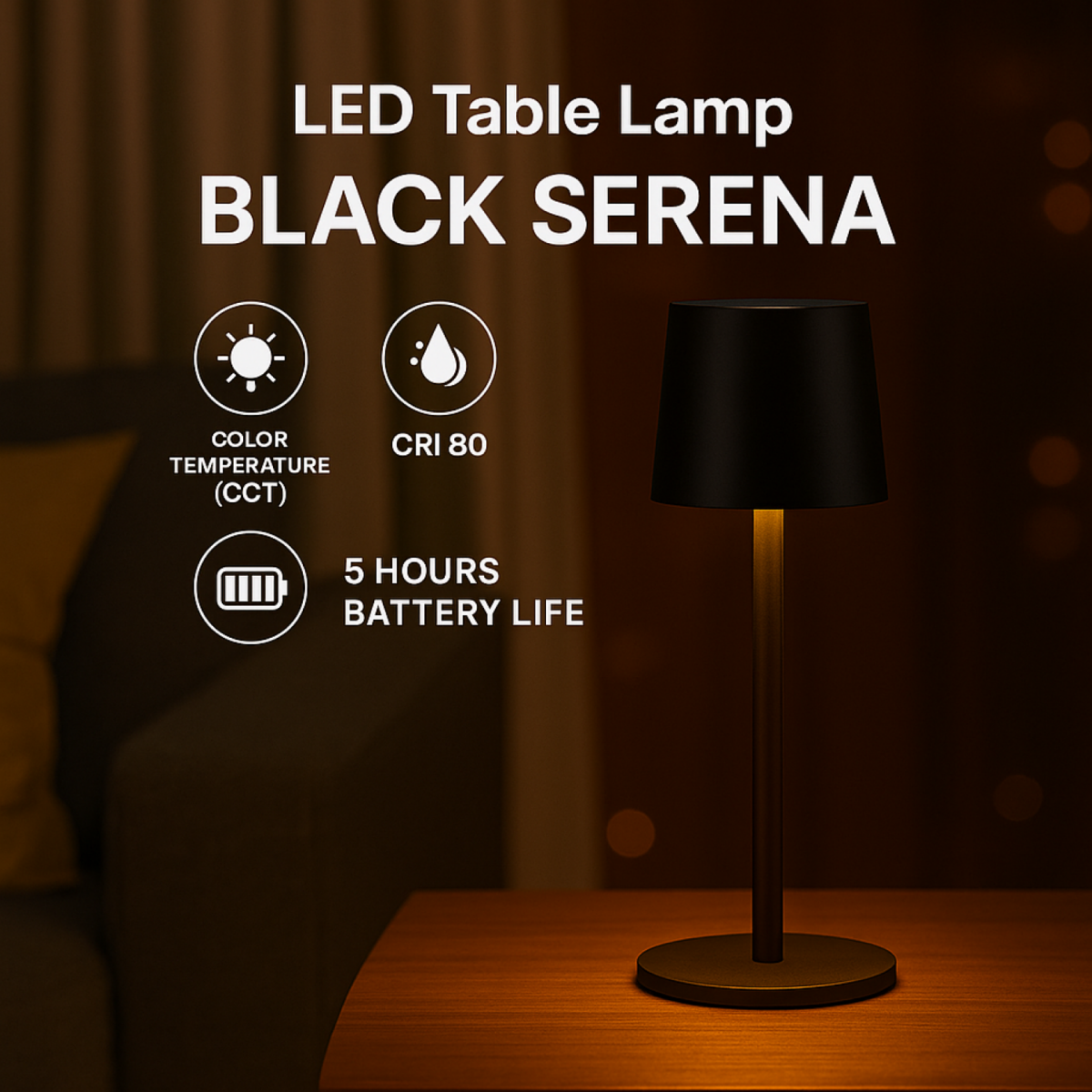 Lampada Led Da Tavolo Black Serena - immagine 3
