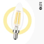 Lampadina LED a candela C35 filamento E14 5W trasparente