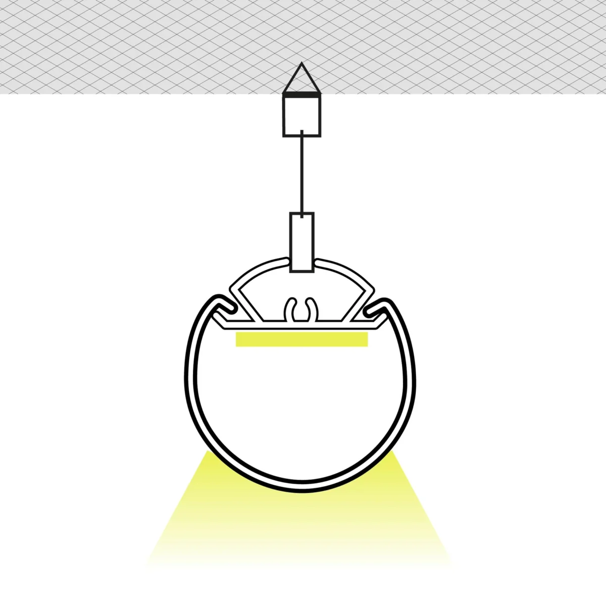 Profilo a striscia LED a sospensione - Ø30mm - Con diffusore - 2 metri - immagine 2