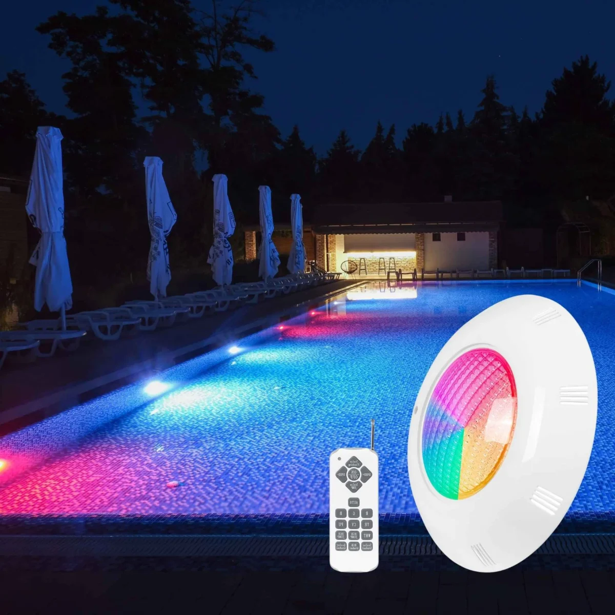 Faretto LED sommergibile per piscina - 12V AC - 24W - IP68 - Ø295mm - immagine 20