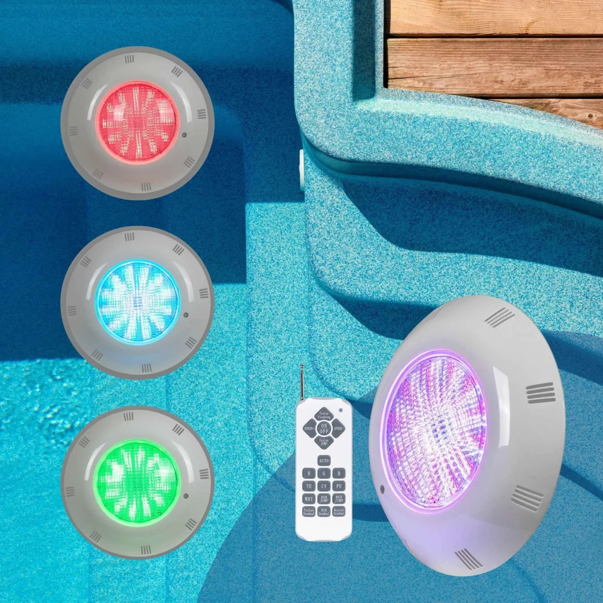 Faro LED subacqueo per piscina in fibra - 12V AC - 24W - IP68 - Ø295mm - immagine 35